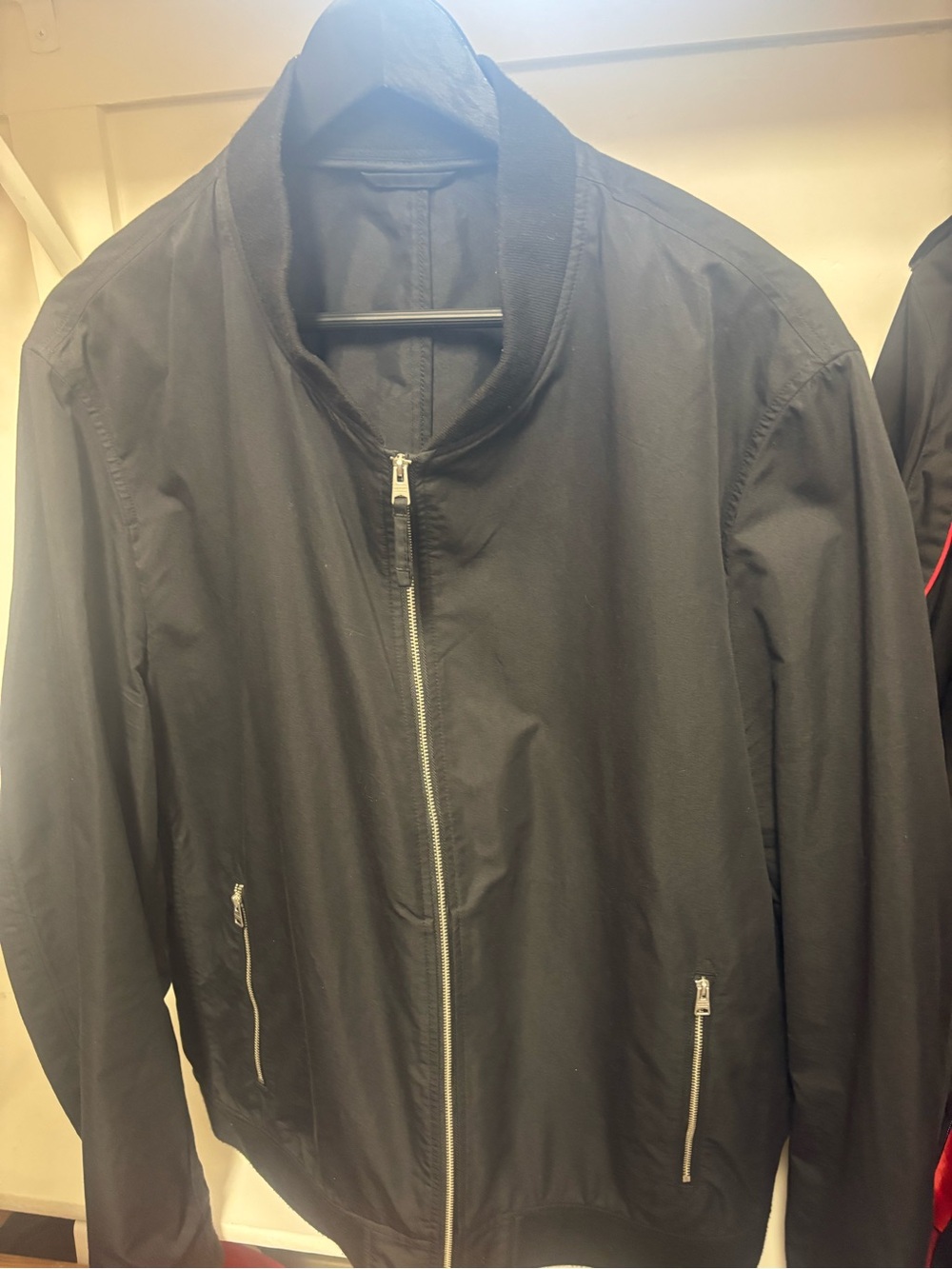 AllSaints Black Bomber Jacket with Silver Zippers
